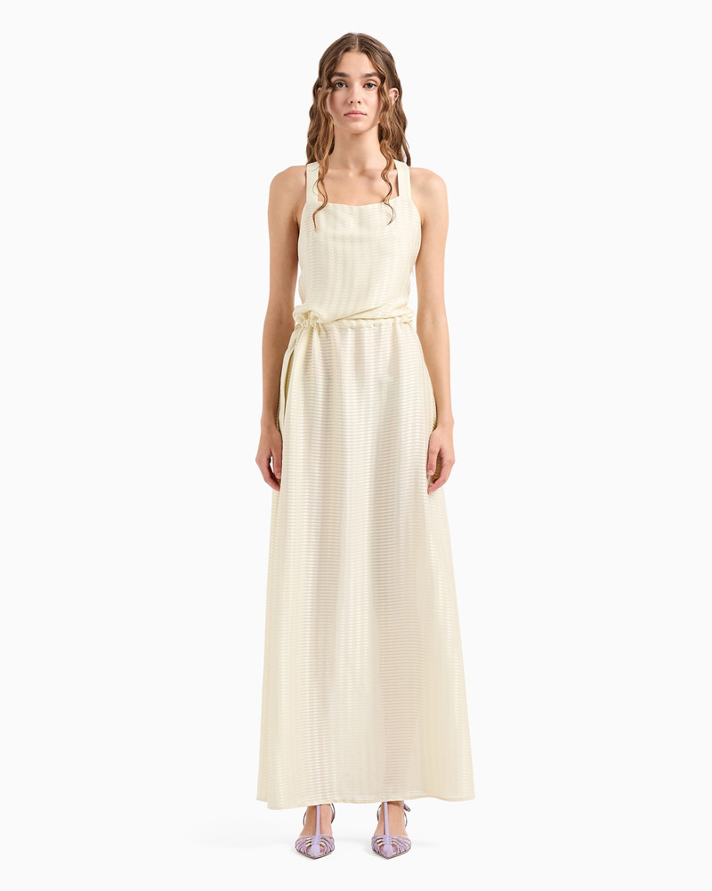 Drawstring dress with crossover shoulder straps and all-over rectangle motif 2