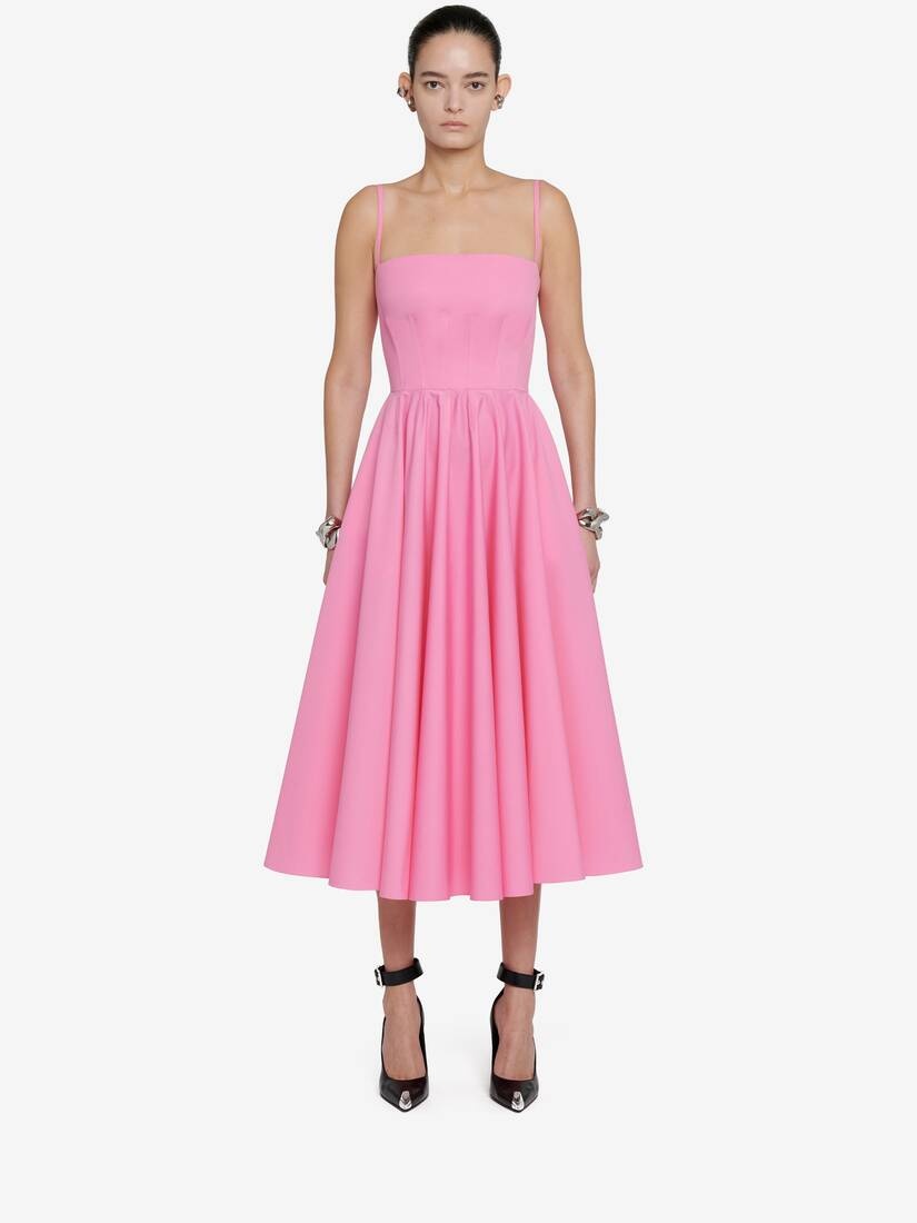 Women's Pleated Corset Dress in Psychedelic Pink - 5