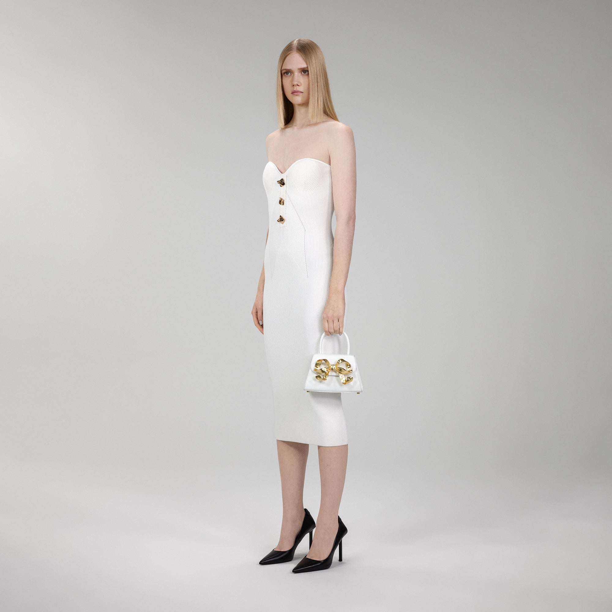 The Bow Mini in White with Gold Hardware - 5