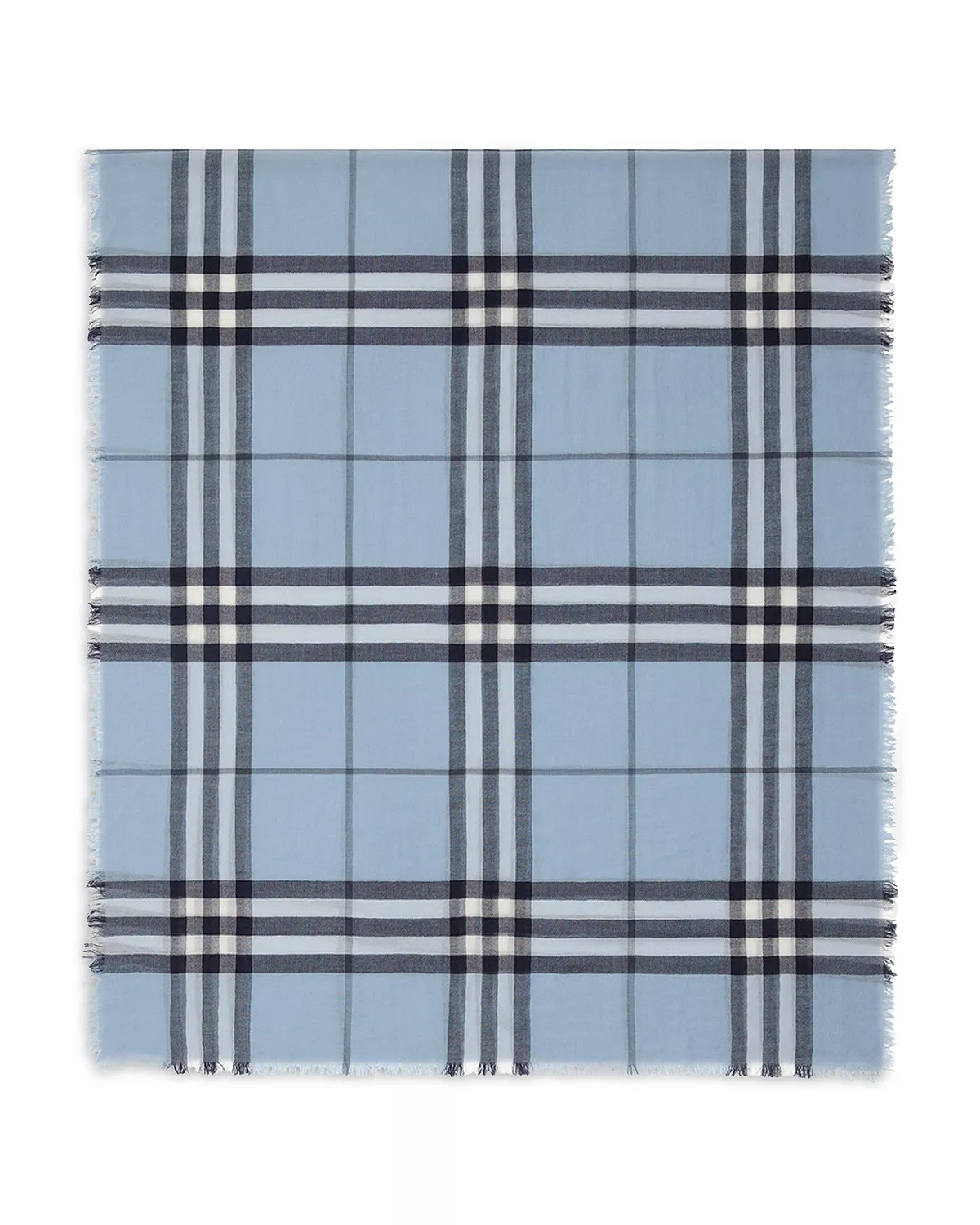 Wide Check Lightweight Wool Scarf - 1