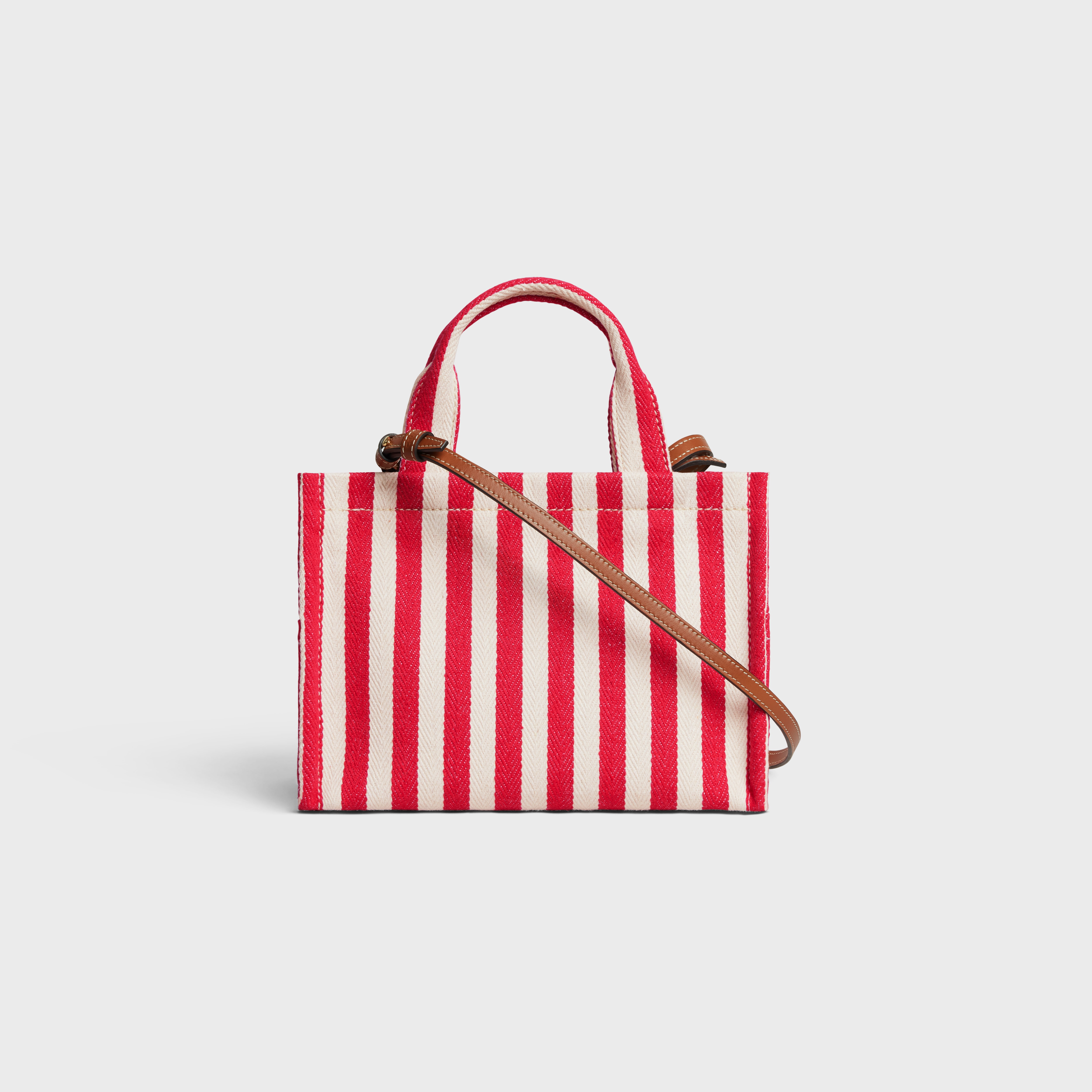 small cabas thais in STRIPED TEXTILE AND CALFSKIN - 3