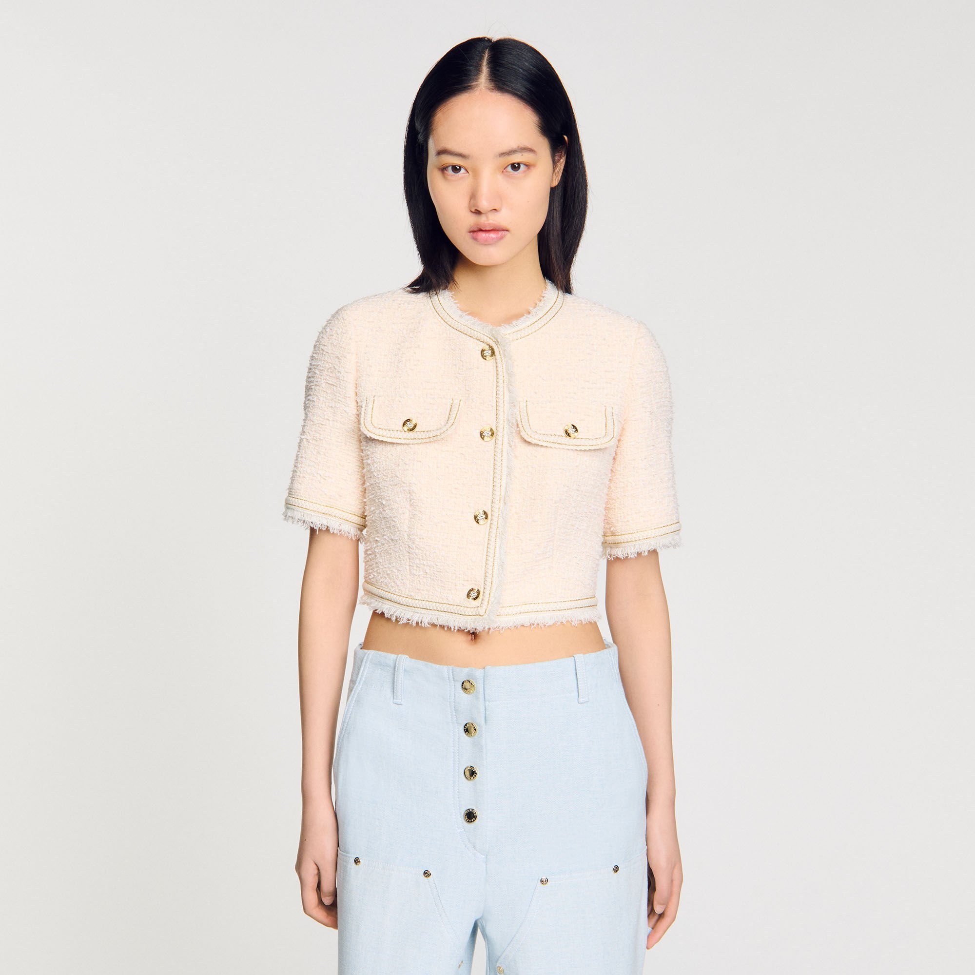 SHORT-SLEEVED TWEED JACKET - 4
