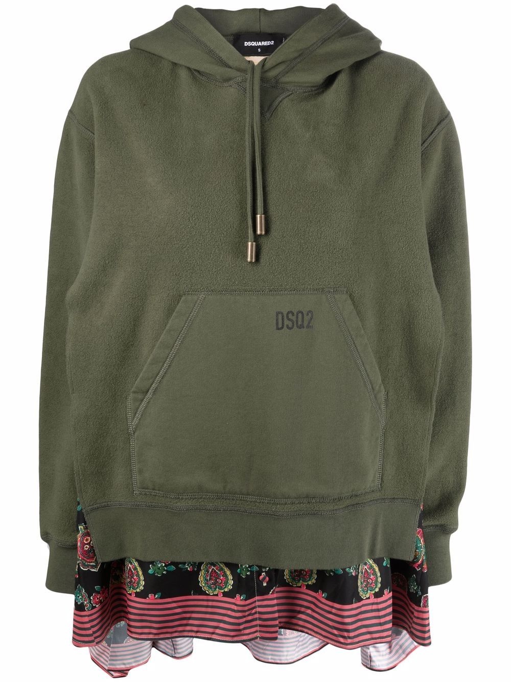 panelled pullover logo-print hoodie - 1