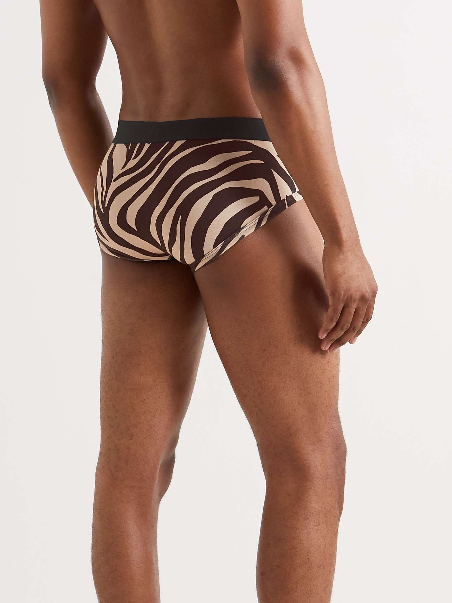 Zebra-Print Stretch-Cotton Briefs - 3