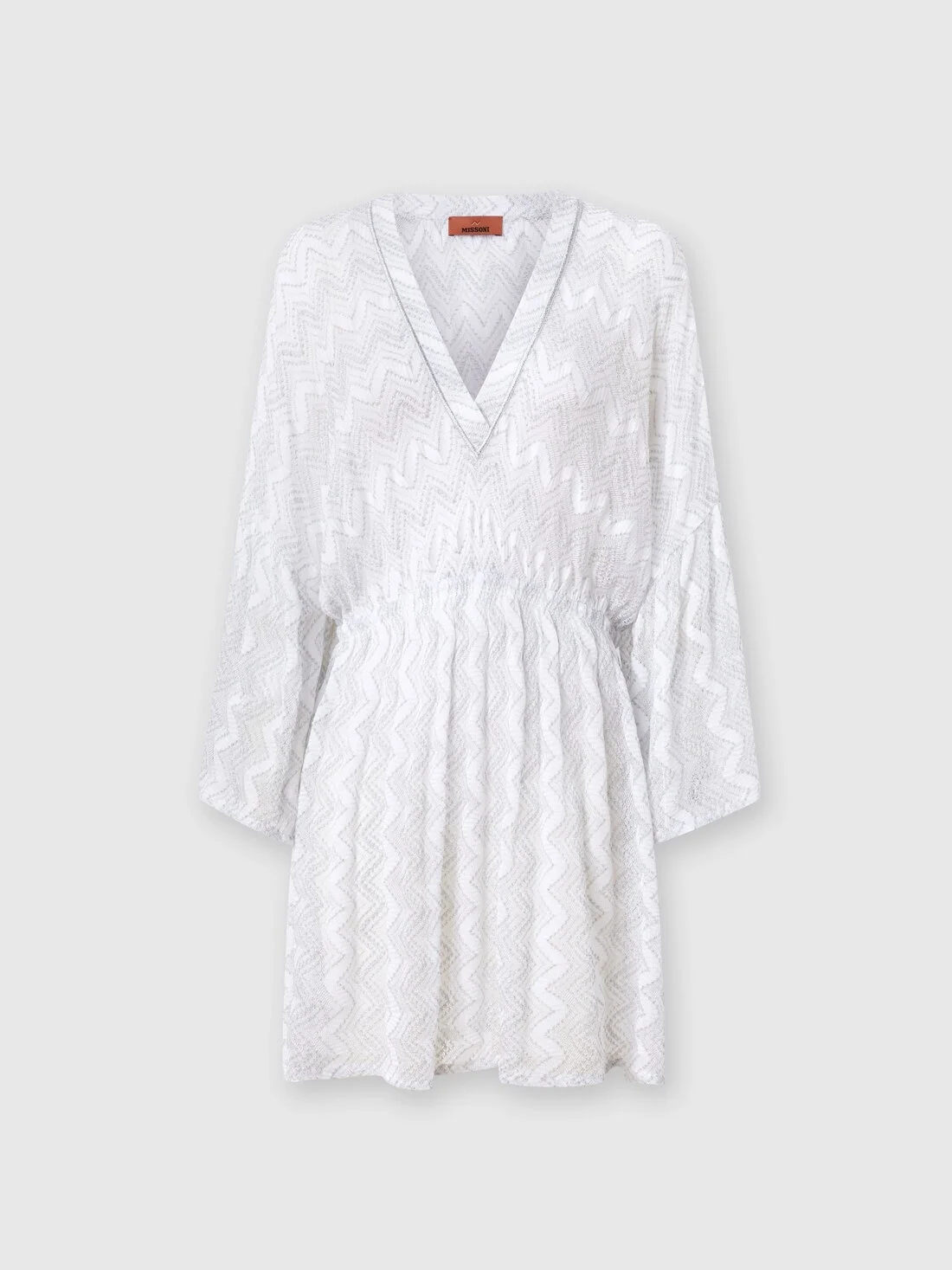 Cover-up dress in zig zag lamé viscose with wide sleeves - 1