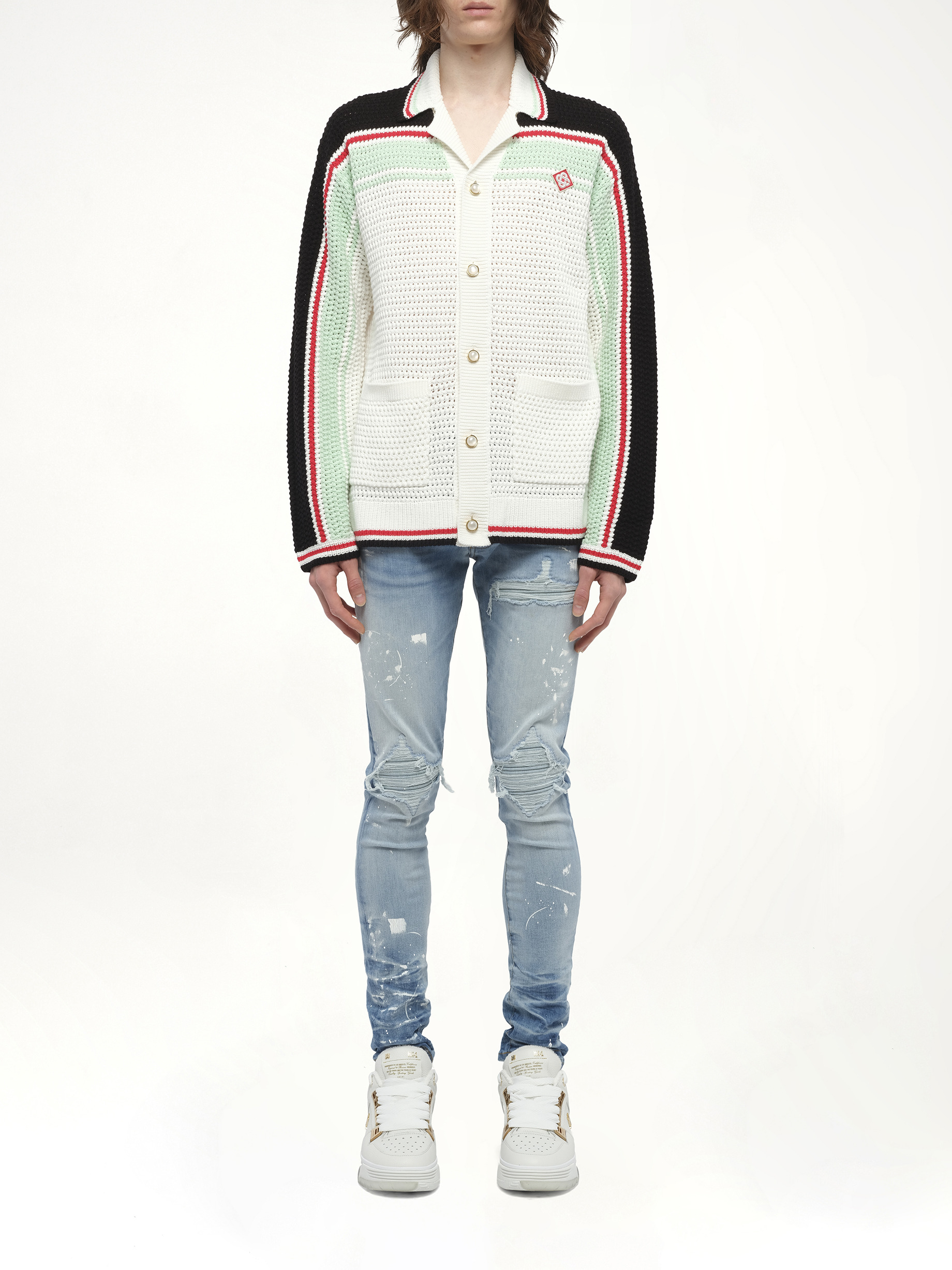 Faux Crochet Shirt in Multicolour - 7