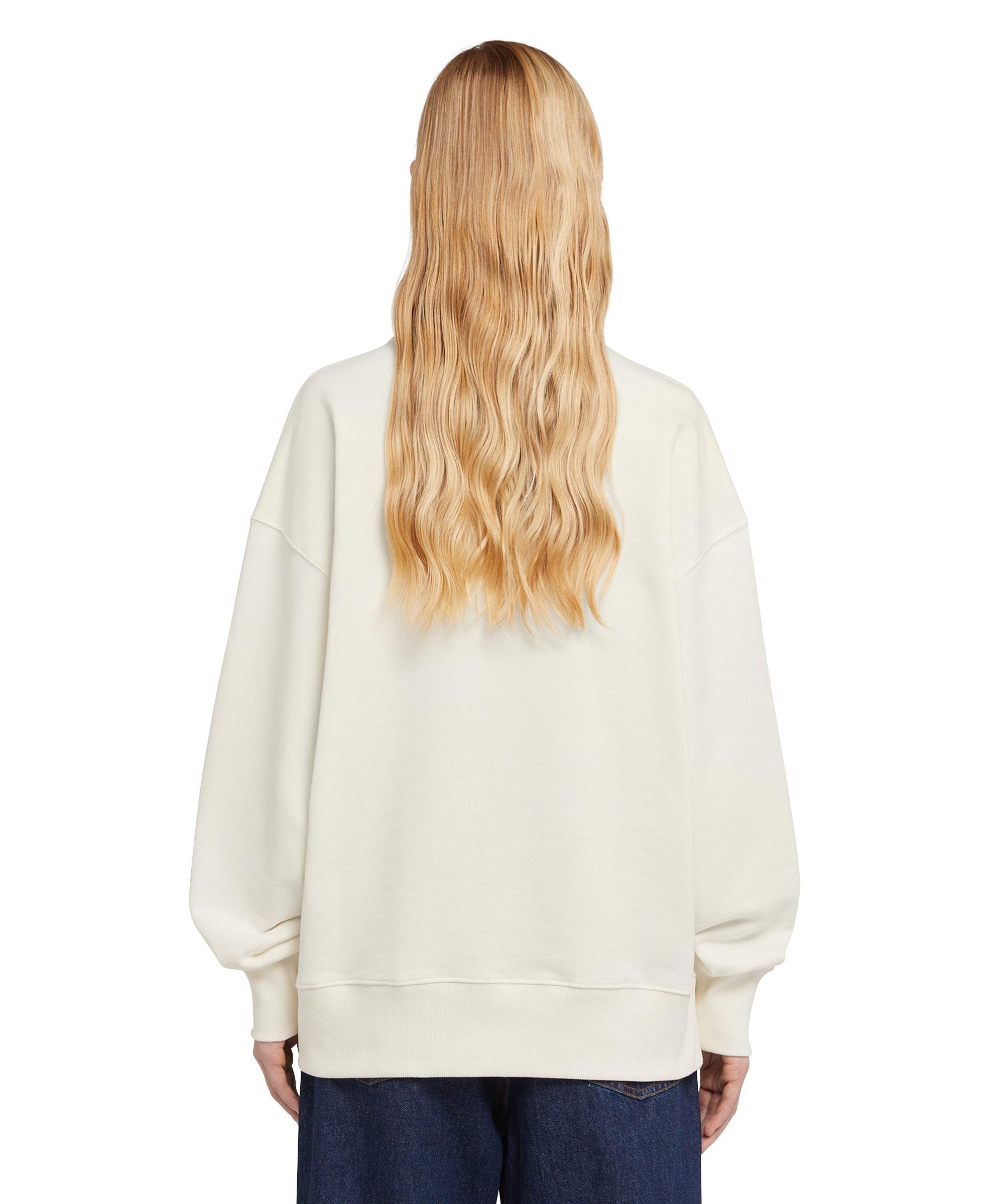 Cotton crewneck sweater wth MSGM brushstroke logo positioned at the neck - 7