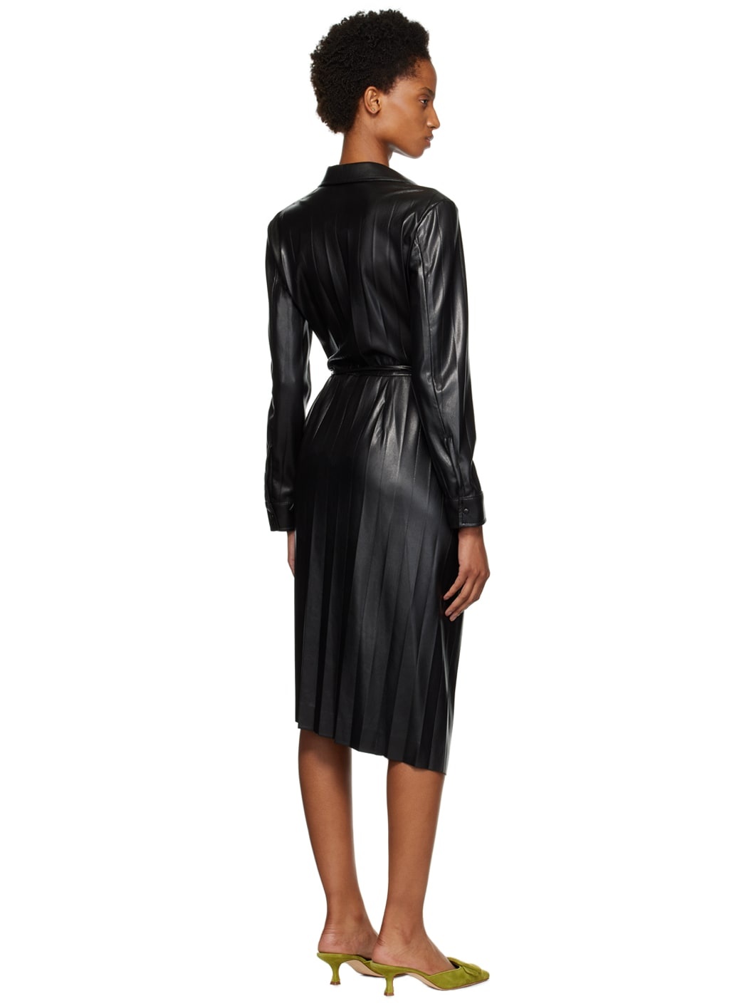 Black Faux-Leather Midi Dress - 3