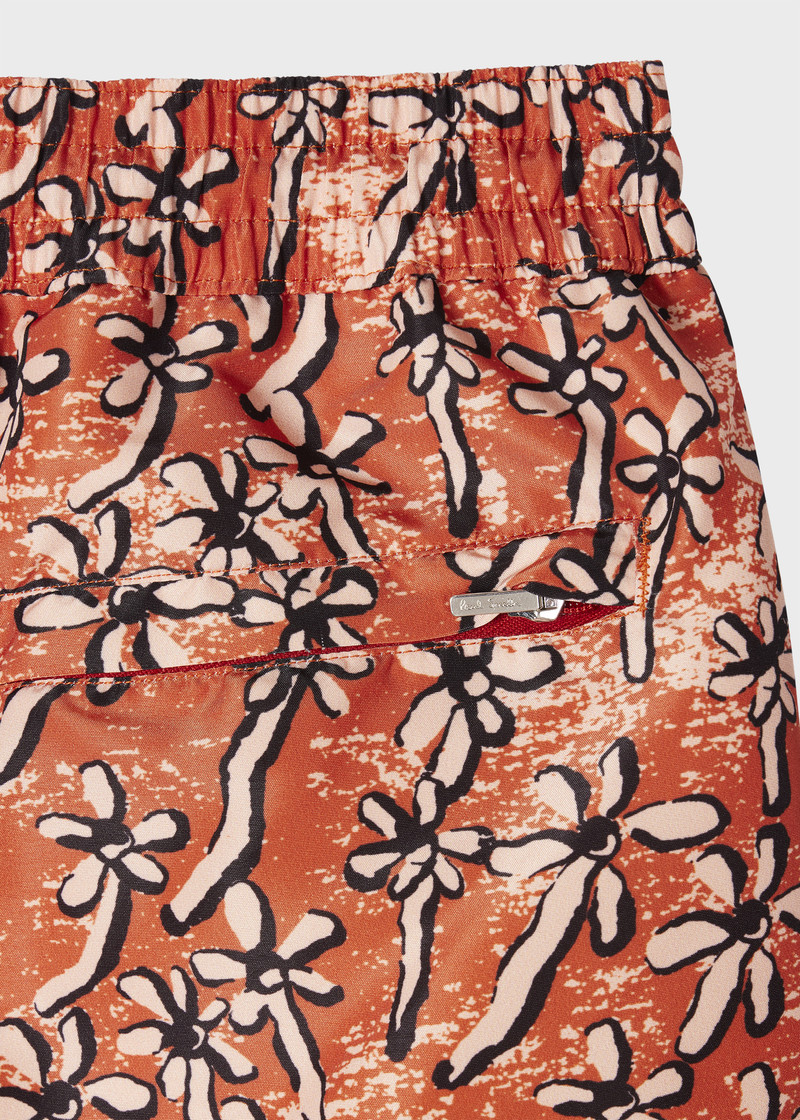 Paul Smith Orange 'Field Flowers' Print Swim Shorts outlook