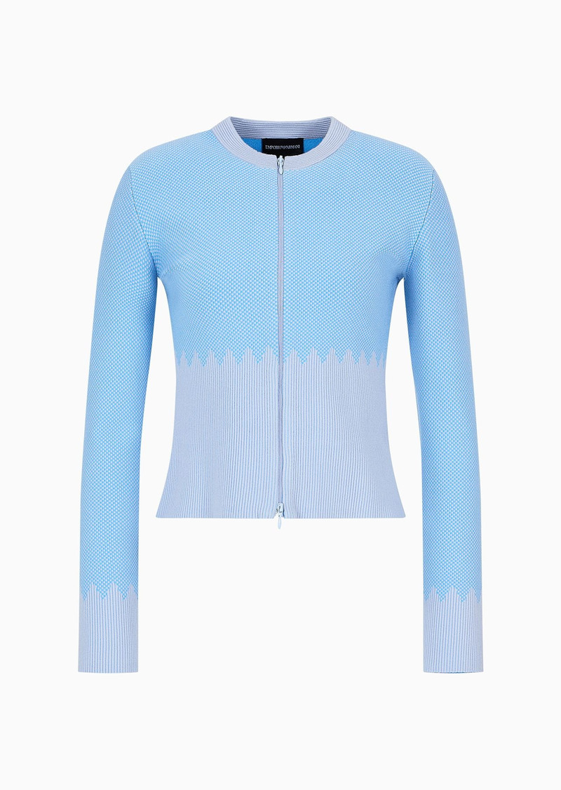 Ottoman jacquard fabric zip-up cardigan 1