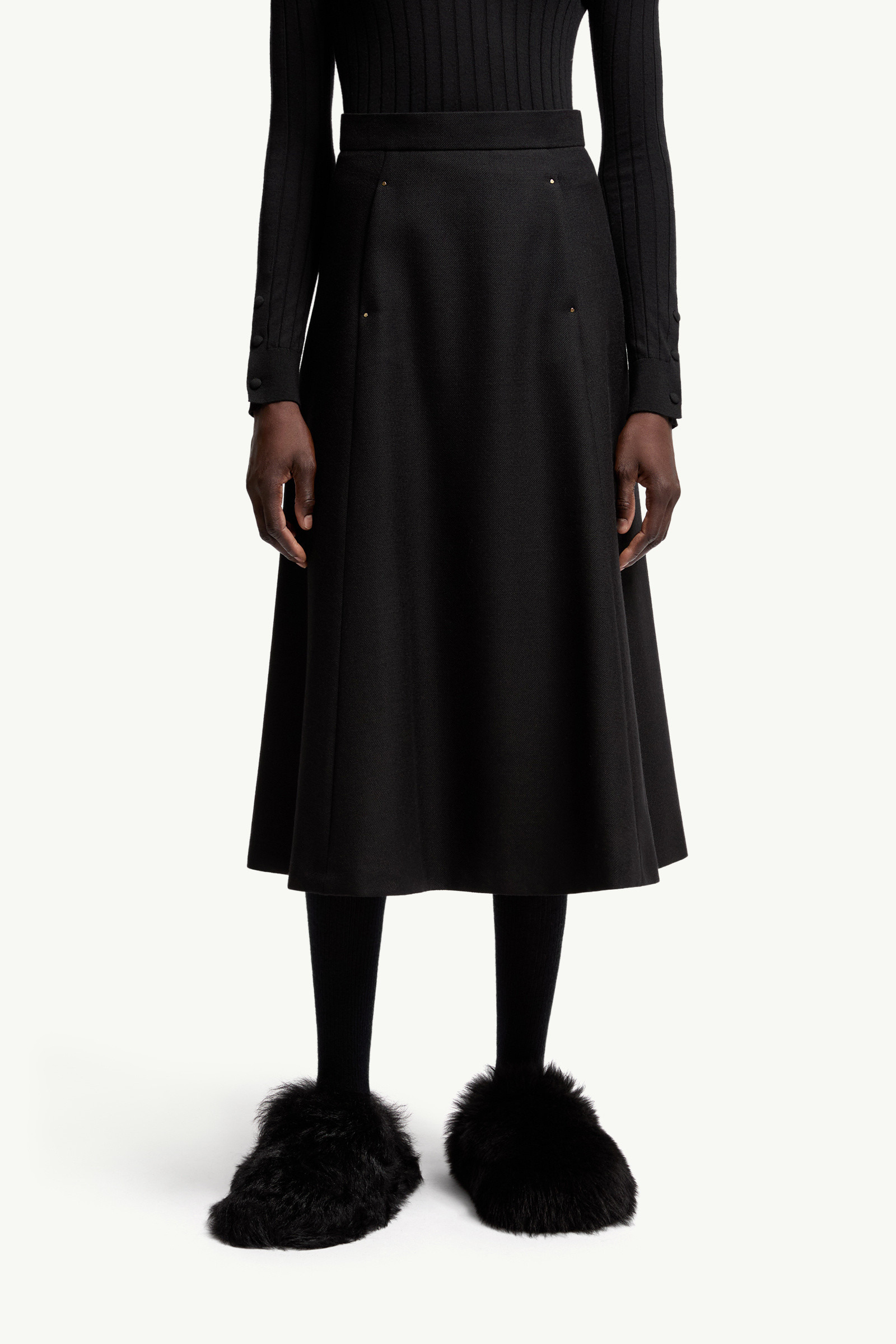 Mouliné Wool Midi Skirt - 3