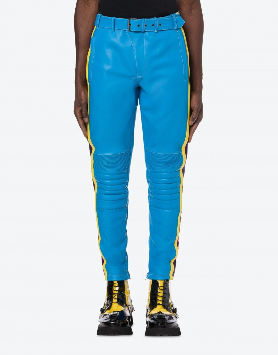 RETRO MOSCHINO LOGO LEATHER TROUSERS - 2