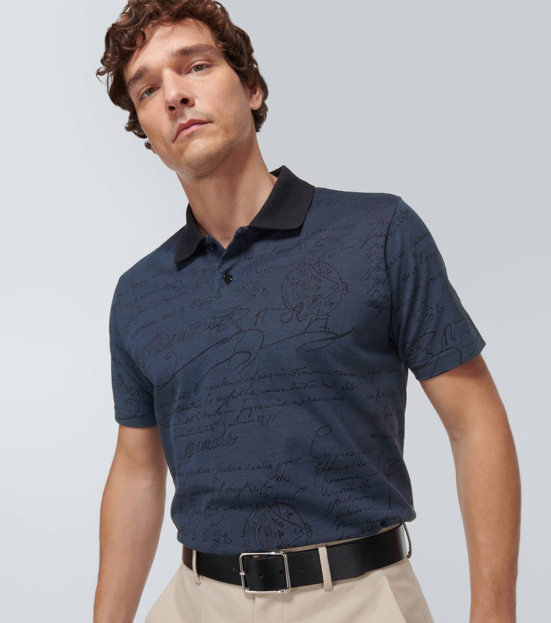 Scritto cotton piqué polo shirt - 5