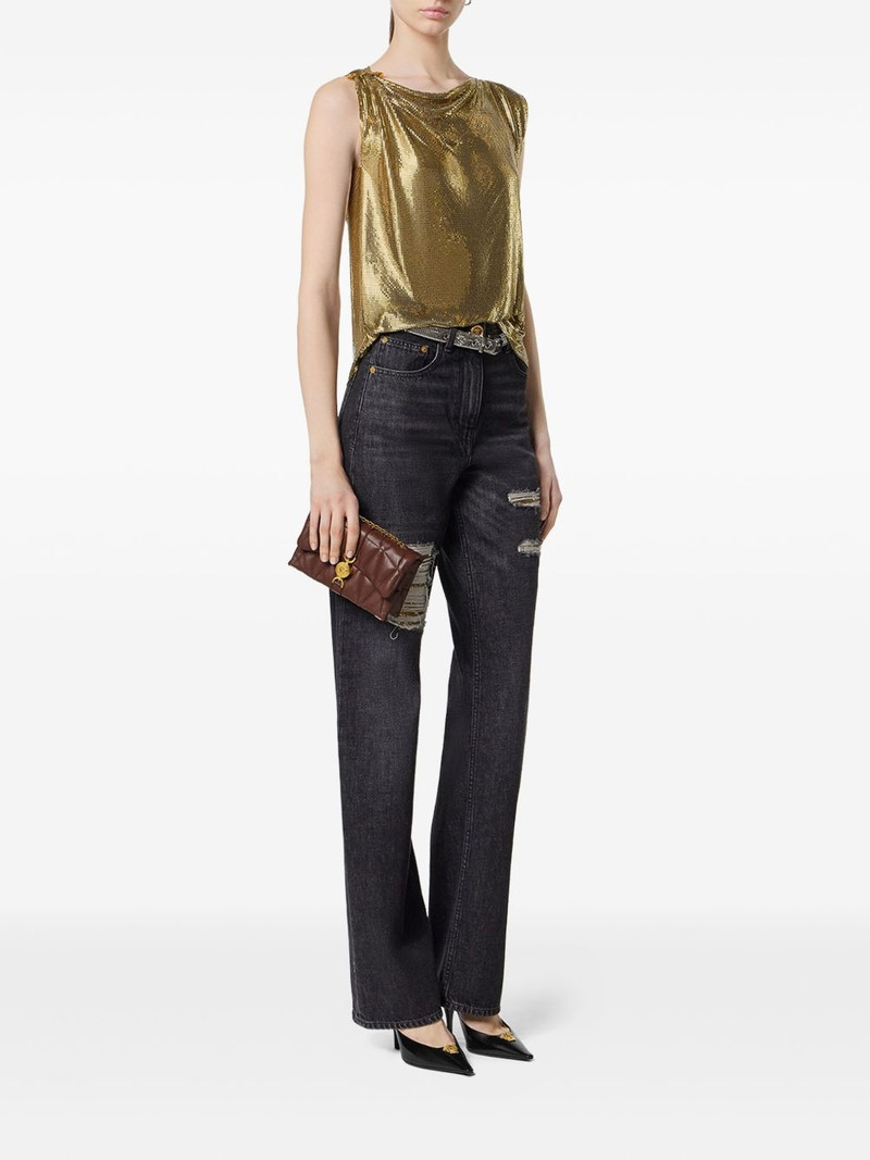 VERSACE safety pin mesh top outlook