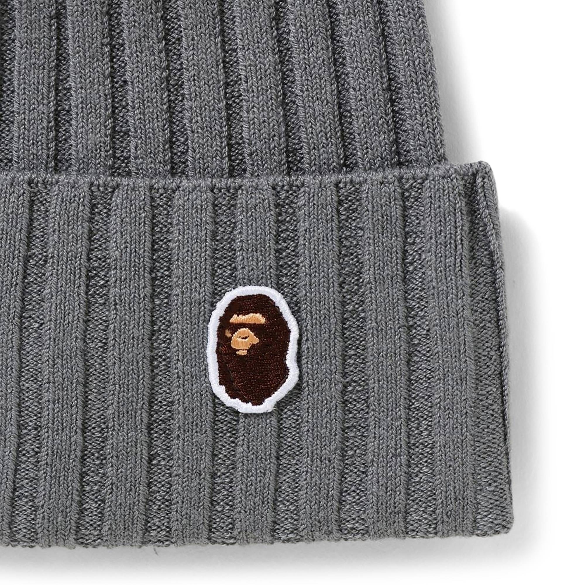 BAPE Ape Head One Point Knit Cap 'Grey' - 2