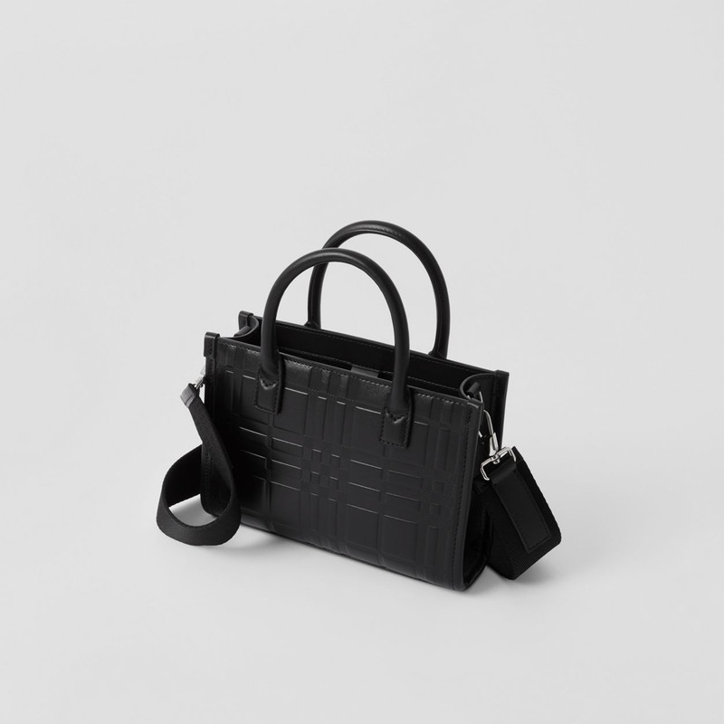 Burberry Mini Embossed Check Leather Tote outlook