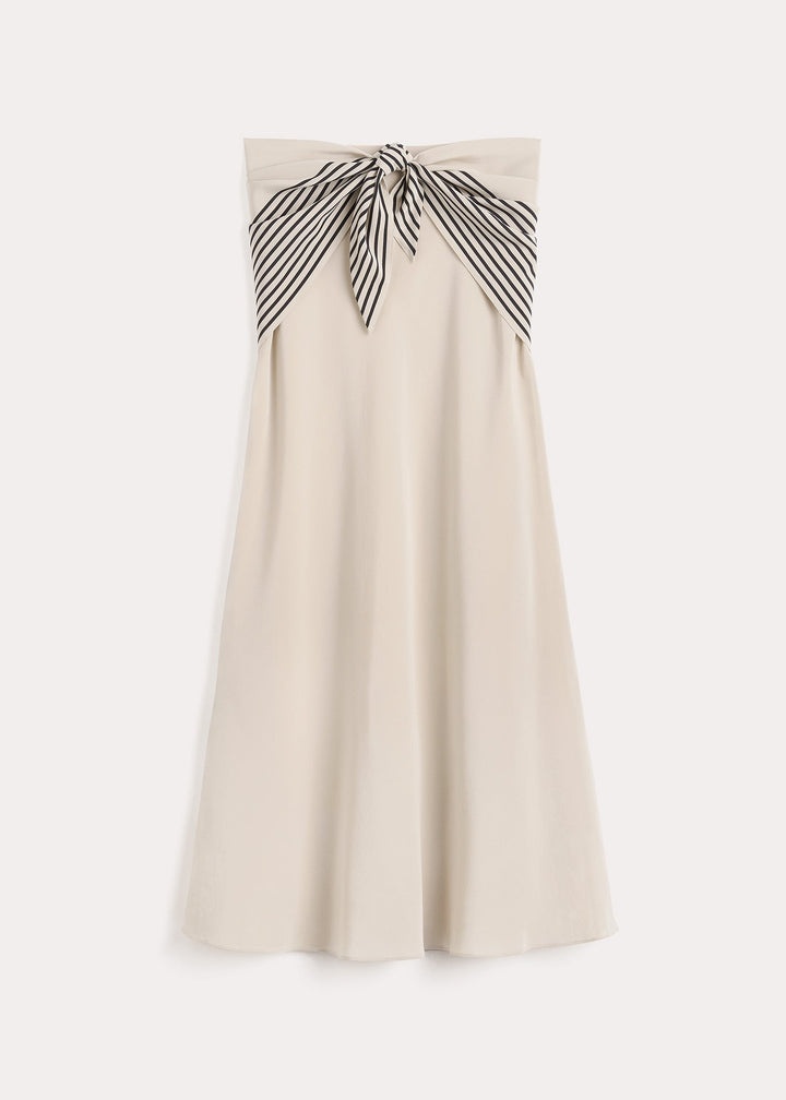 Stripe scarf silk maxi skirt sand - 1