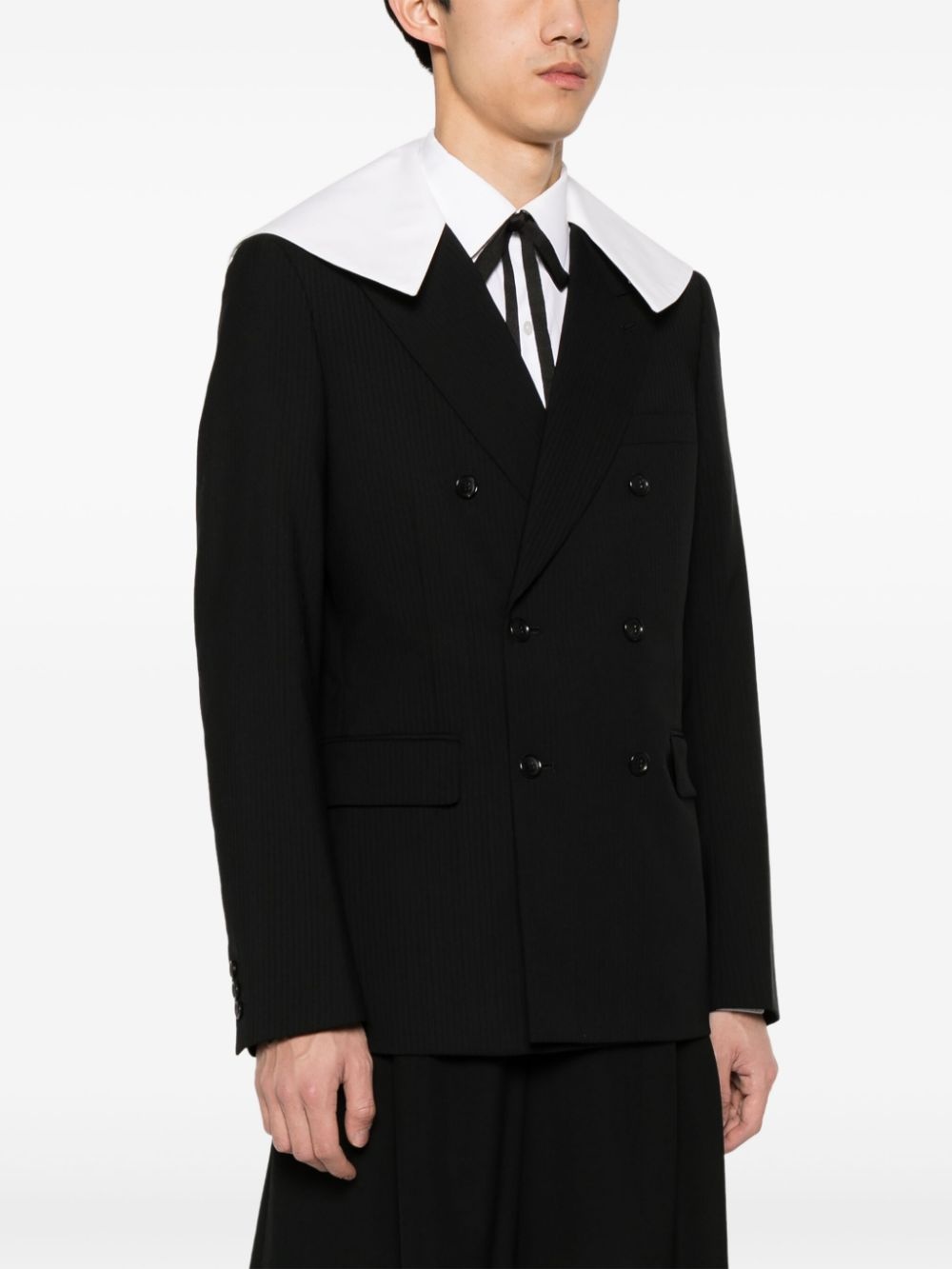detachable-collar double-breasted blazer - 3