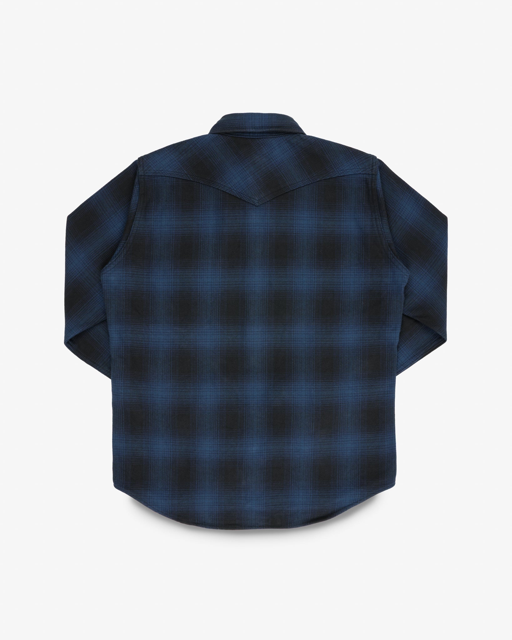 IHSH-264-NAV Ultra Heavy Flannel Ombré Check Western Shirt - Navy/Black - 12