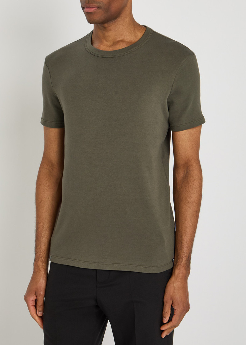 TOM FORD Tom Ford Logo-appliquéd Stretch-cotton T-shirt outlook