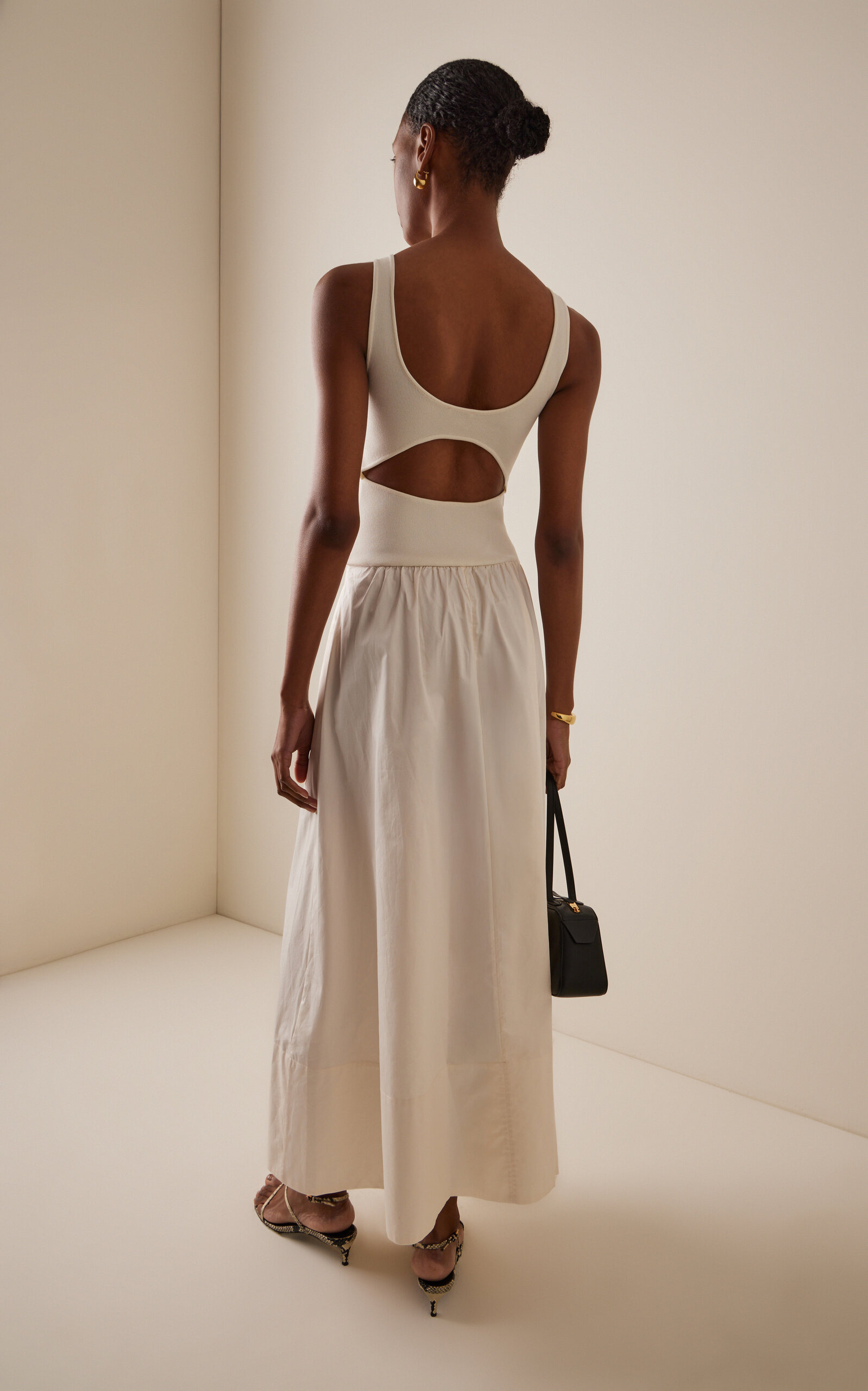 Exclusive Knit and Cotton Maxi Dress ivory - 4