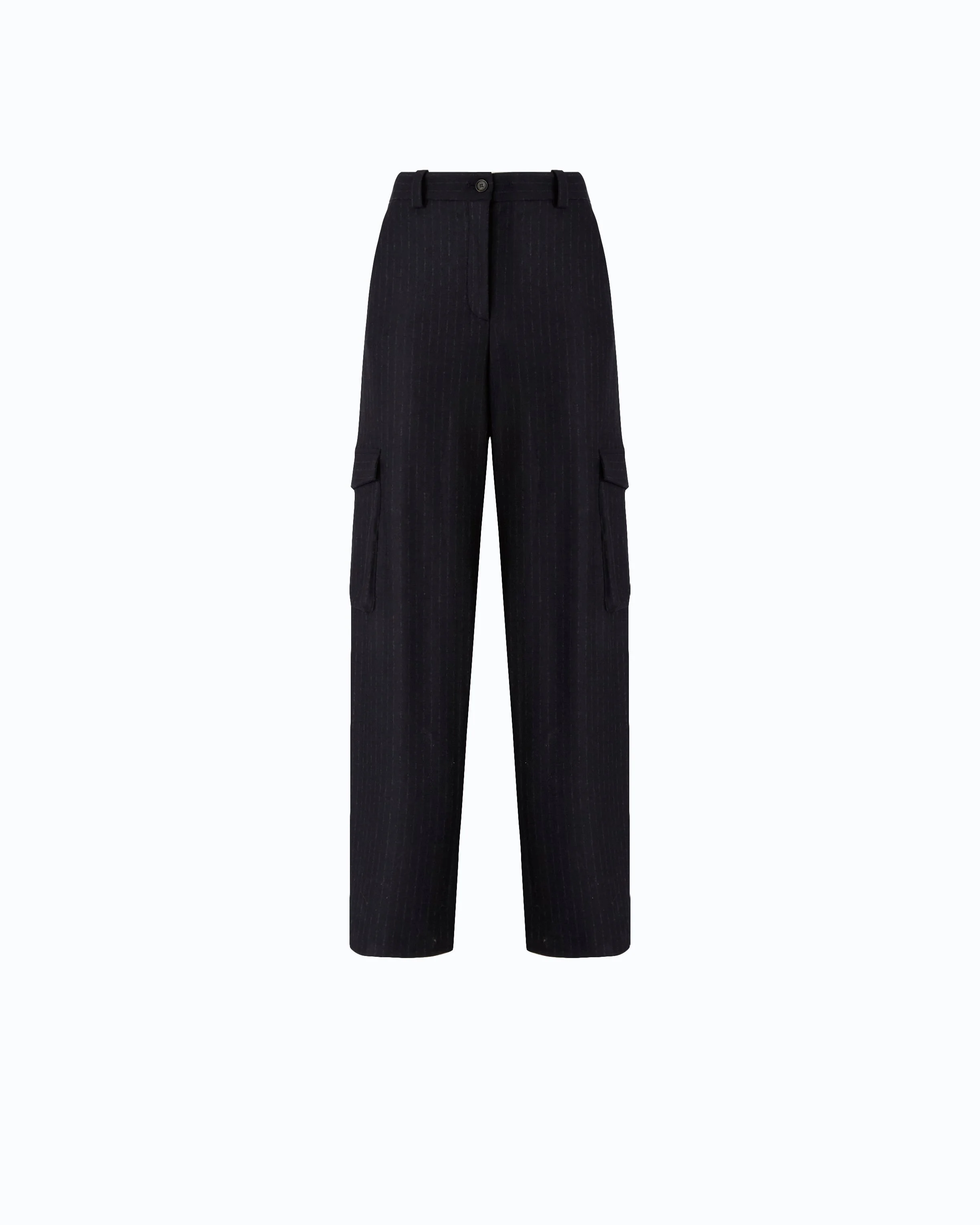 PINSTRIPED TROUSERS WITH CARGO POCKETS - 1