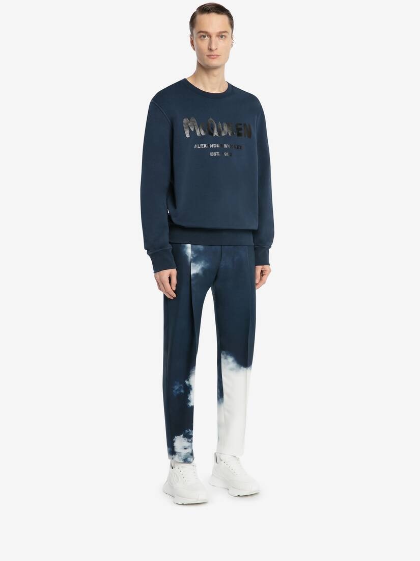 Mcqueen Graffiti Sweatshirt in Ink Blue - 3