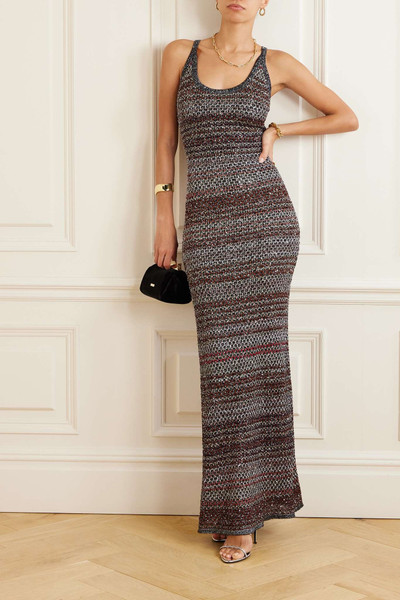Missoni Sequin-embellished striped metallic crochet-knit maxi dress outlook