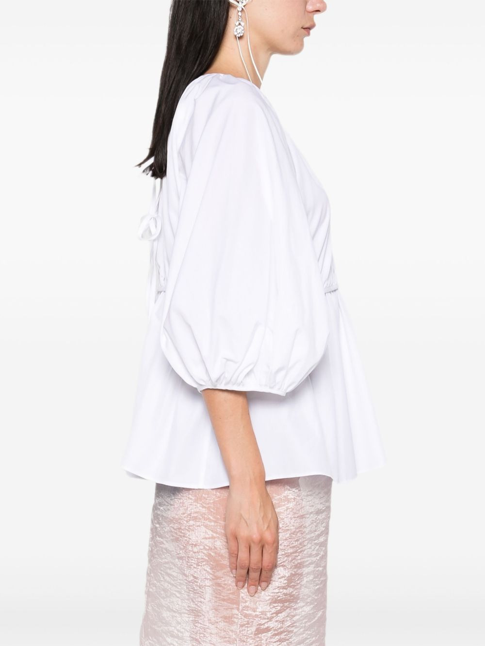 gathered-waist puff-sleeve top - 3
