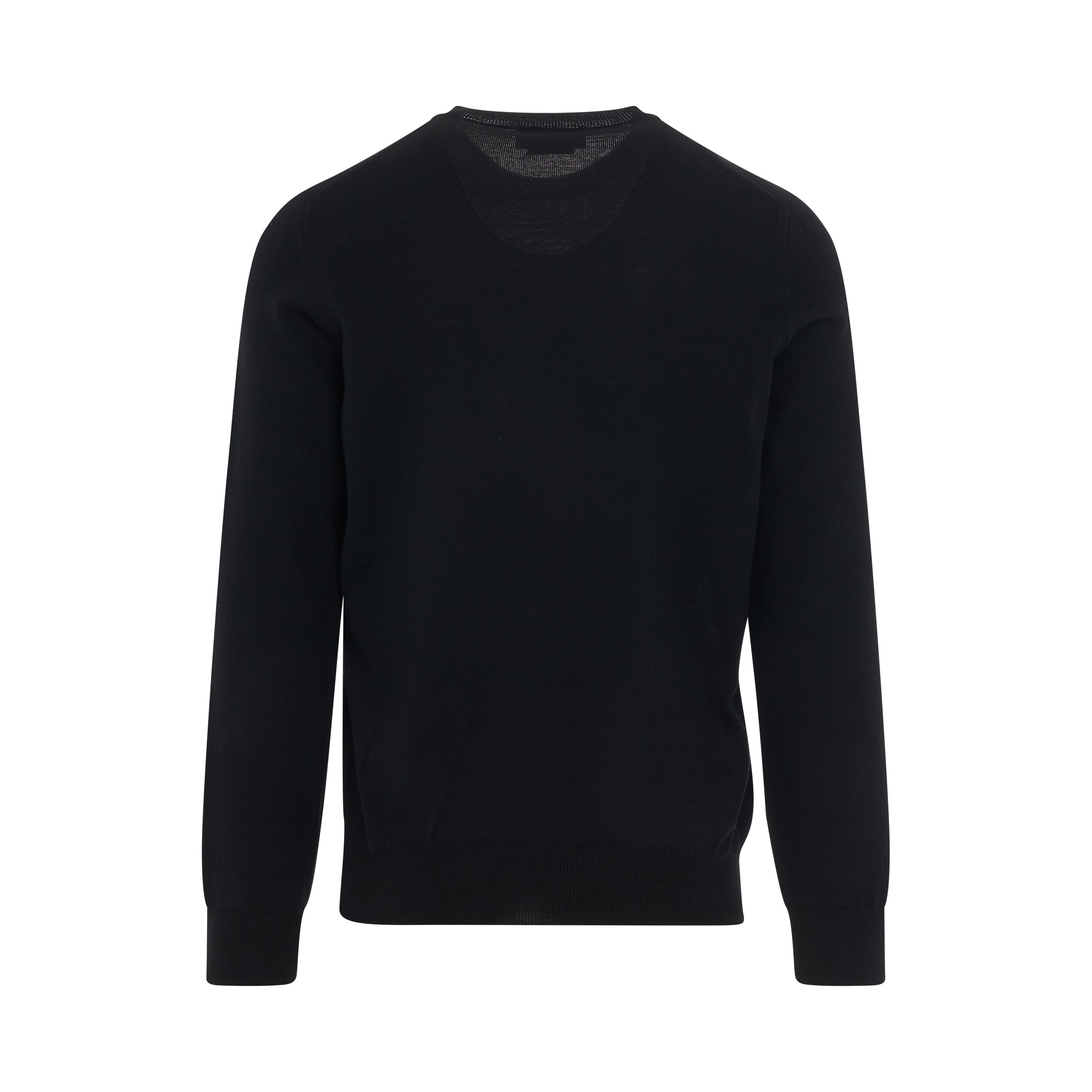 Chain Embroidered Knit Sweater in Black/Silver - 4