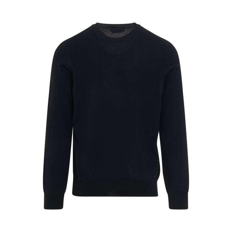 Alexander McQueen Chain Embroidered Knit Sweater in Black/Silver outlook