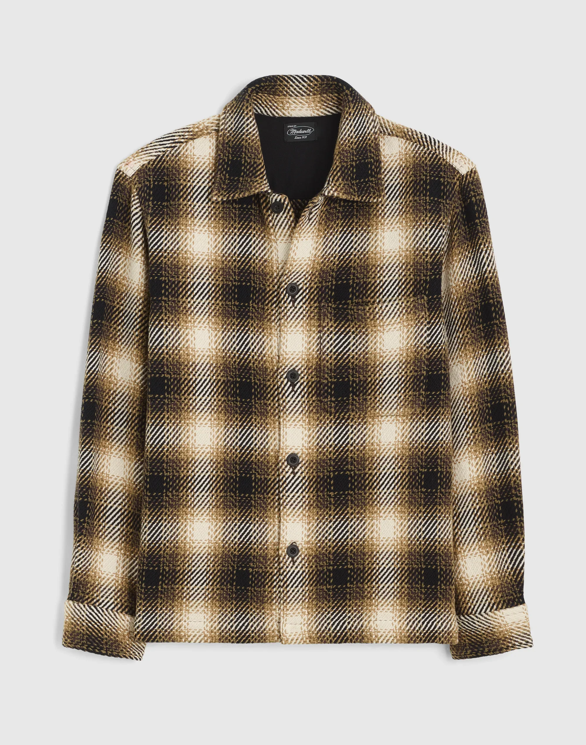 Twill Shirt-Jacket in Broken Plaid - 1
