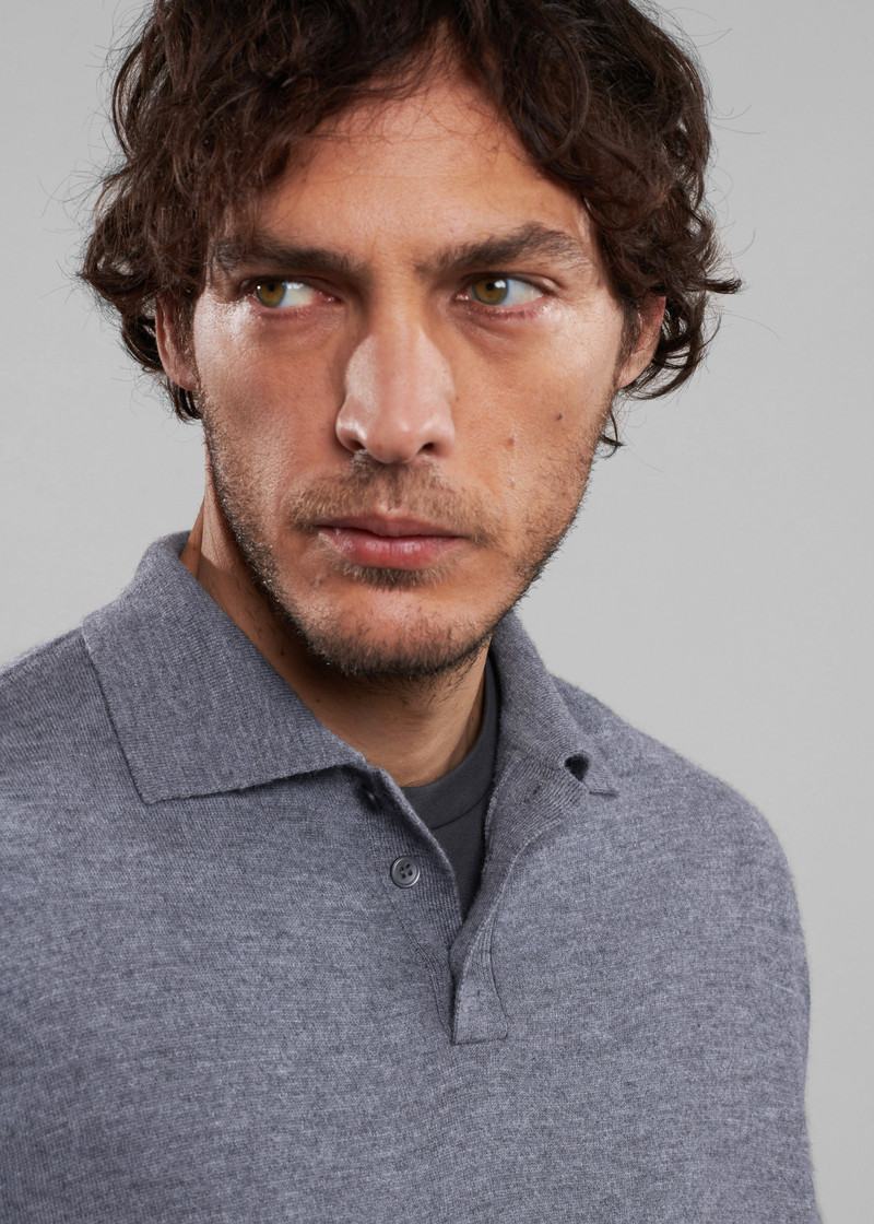 Meriel Wool Polo Sweater - Grey 13