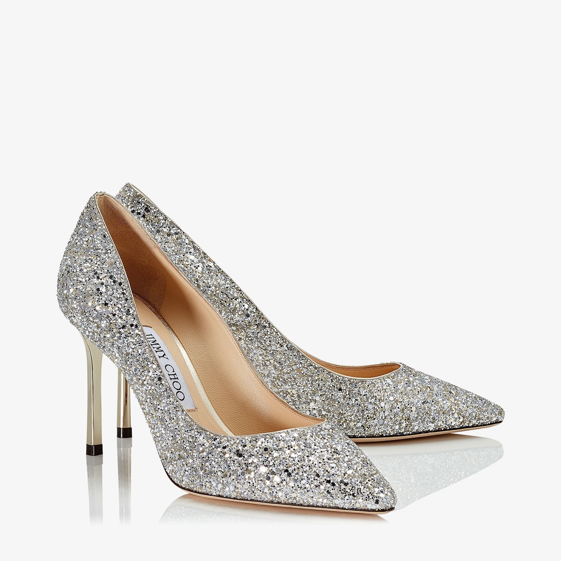 Romy 85
Champagne Coarse Glitter Fabric Pointy Toe Pumps - 3