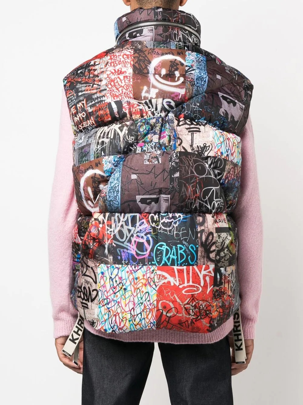 graffiti-print zip-up gilet - 4