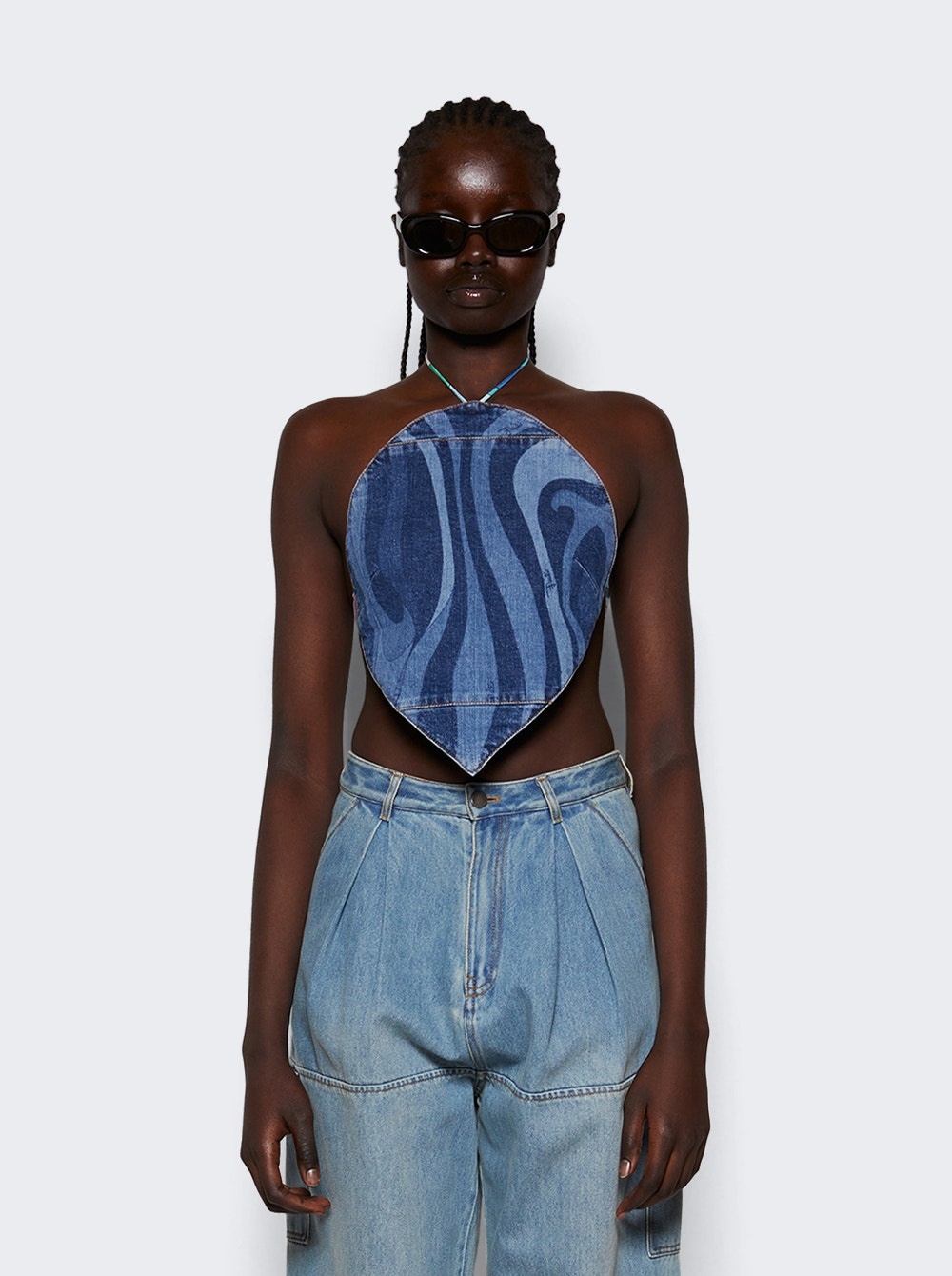 Denim Crop Top Blue Medio - 3