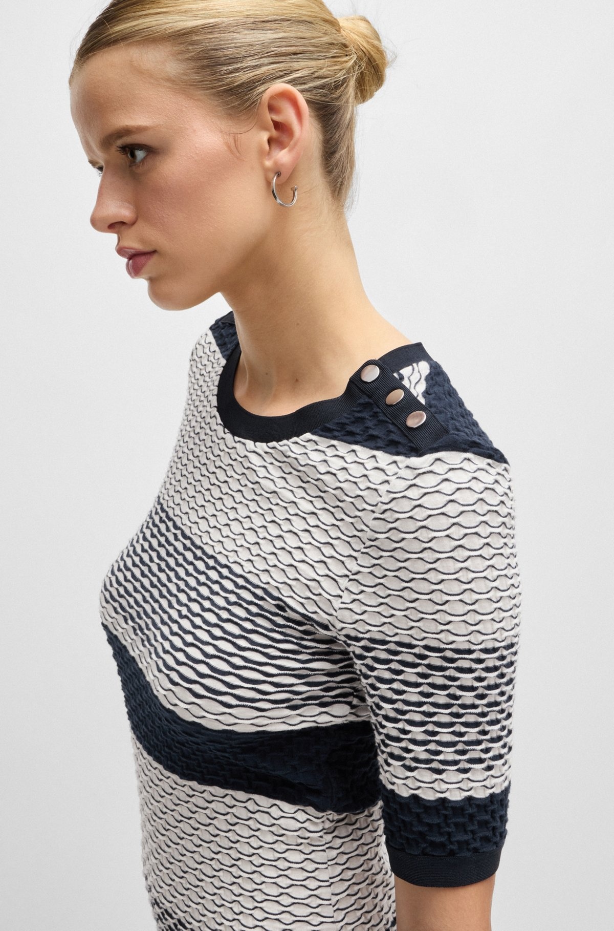 STRUCTURED-STRIPE DRESS IN STRETCH-COTTON JERSEY - 4