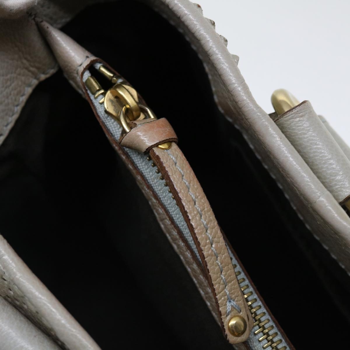 CELINE Hand Bag Leather Gray - 10