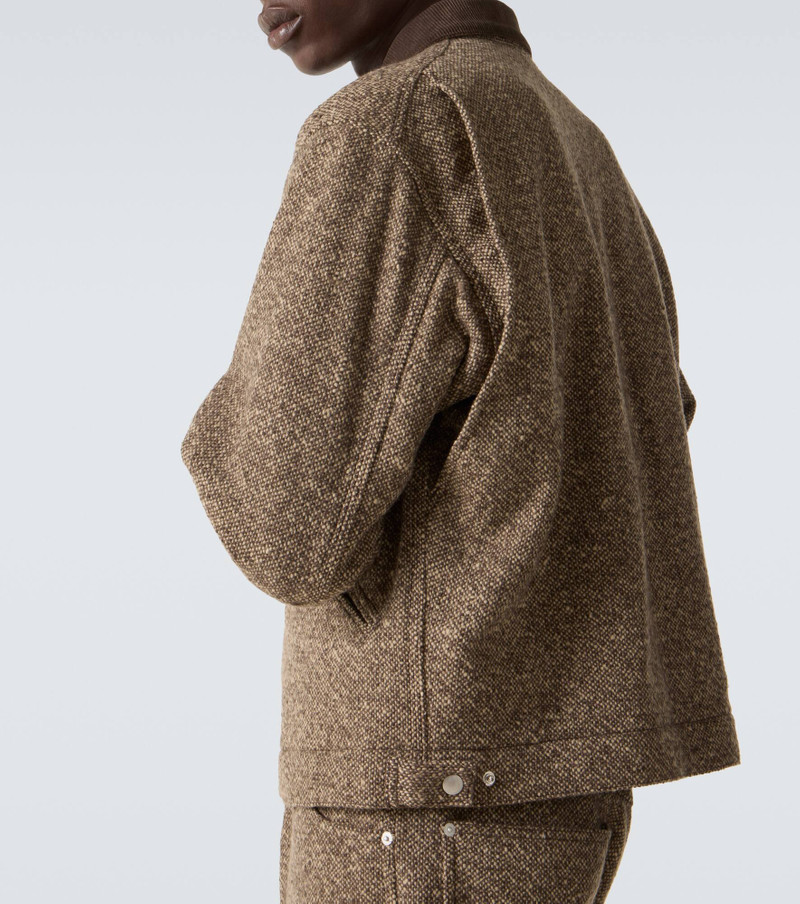 Corduroy-trimmed wool tweed blouson jacket 6
