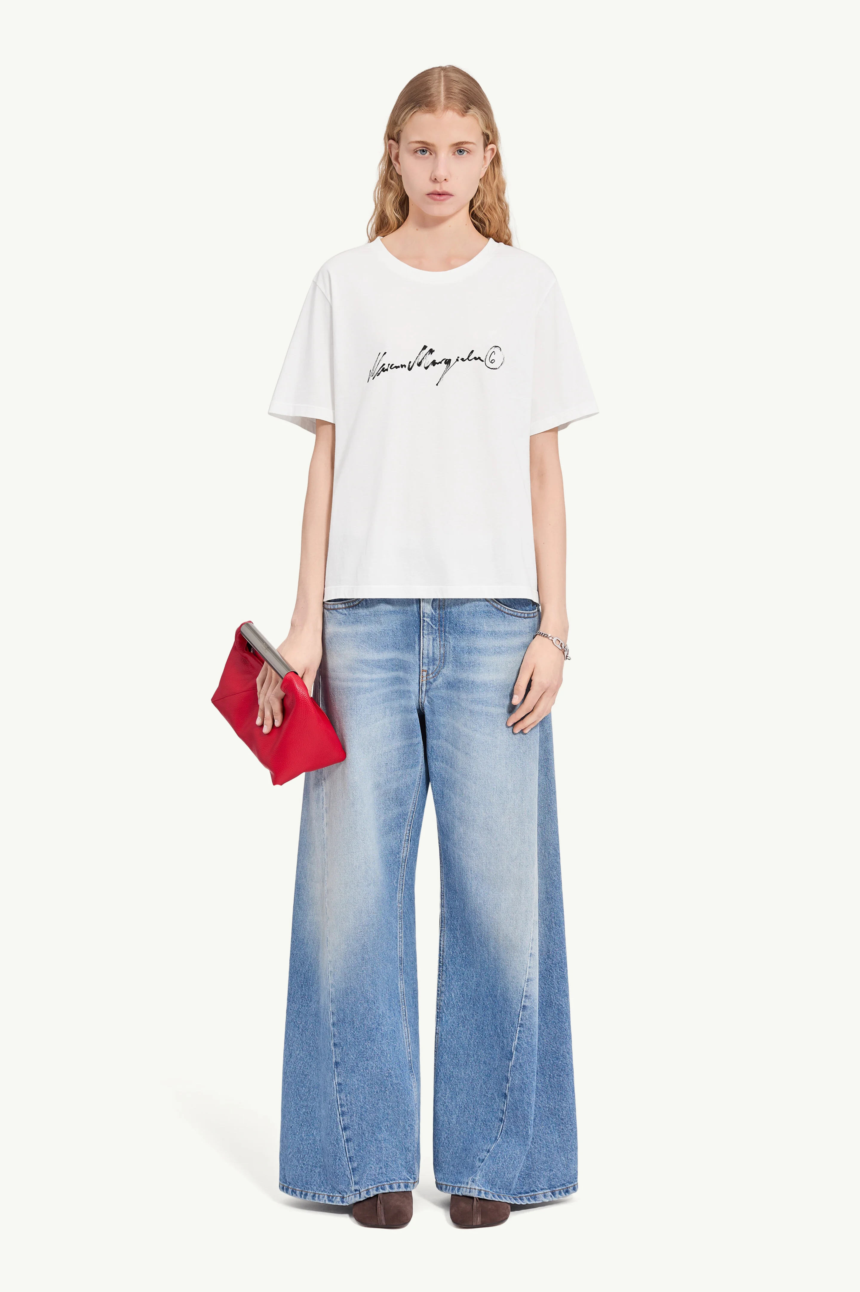 Overdyed handwritten-print T-shirt - 1