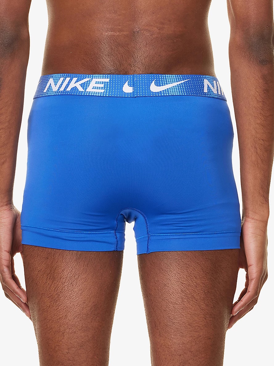 Essential Micro logo-waistband pack of three stretch-jersey trunks - 4
