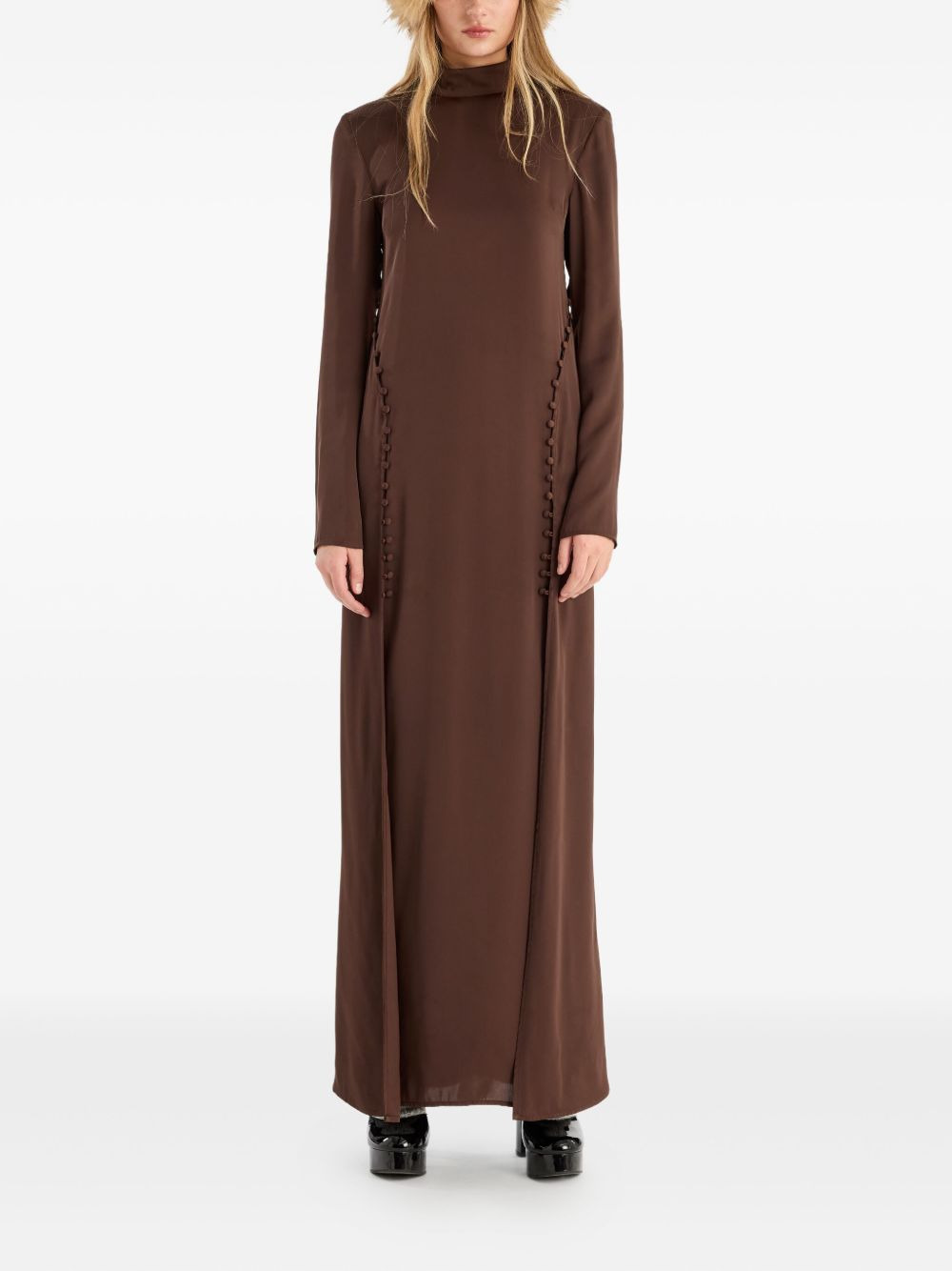 satin long-sleeve maxi dress - 2