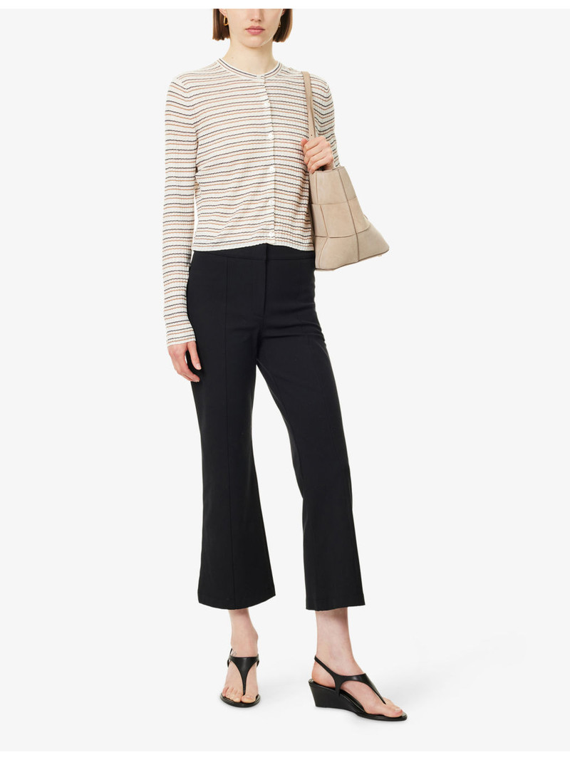 Theory Crop Rib-Knit Linen-Blend Cardigan outlook