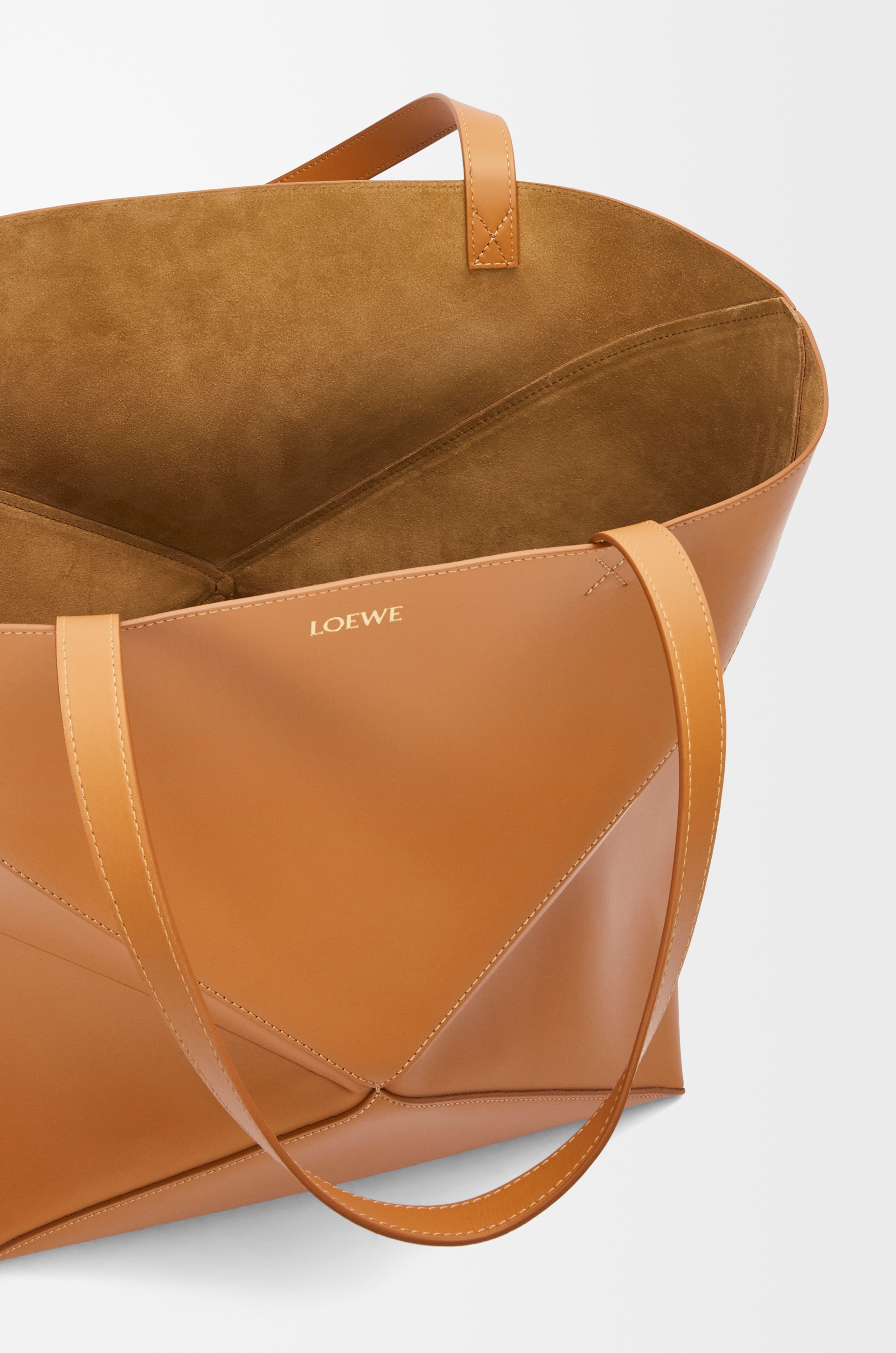 XL Puzzle Fold Tote in shiny calfskin - 8