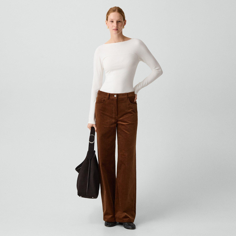 Theory Boatneck Long-Sleeve Top in Stretch Rib outlook
