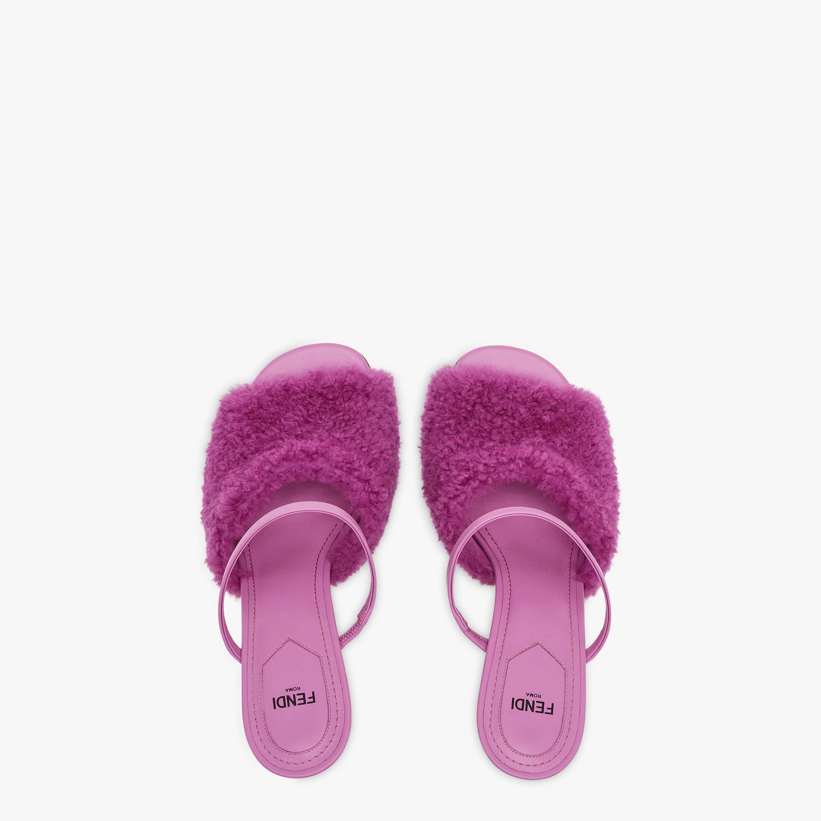 Purple sheepskin high-heeled sandals - 4