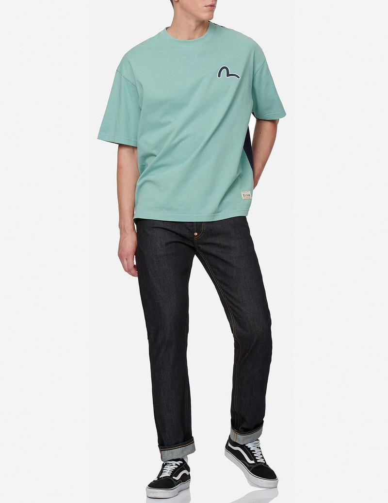 EVISU ECRU BRUSHSTROKE DAICOCK SLIM STRAIGHT FIT JEANS #2010 outlook