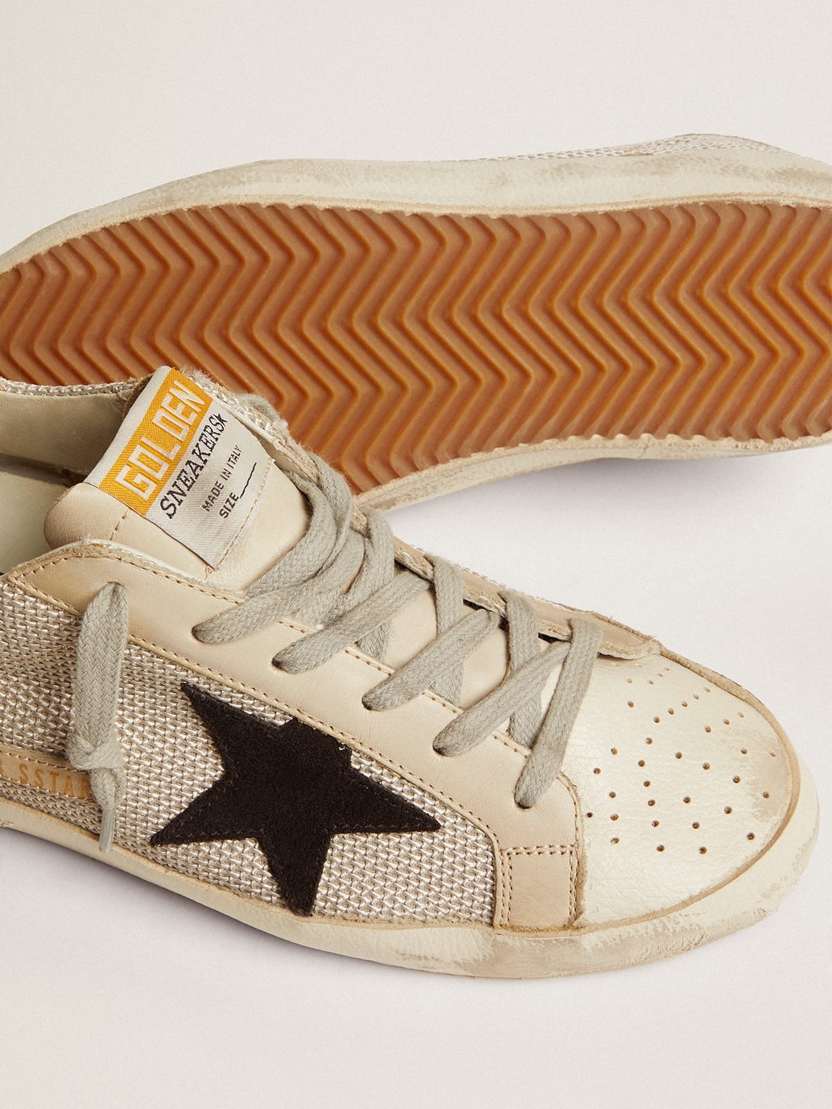 Women’s Super-Star sneakers in leather with mesh insert - 4