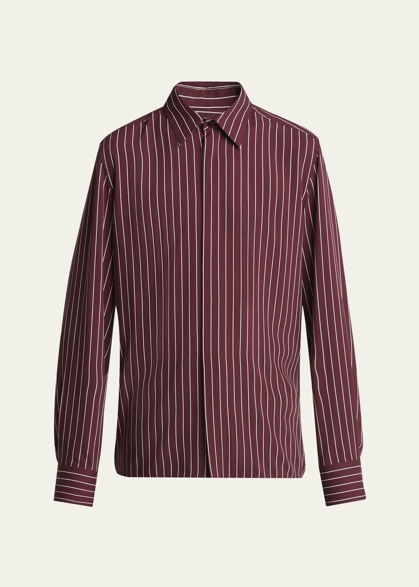 Men's Vertical Stripe Silk Sport Shirt - 1