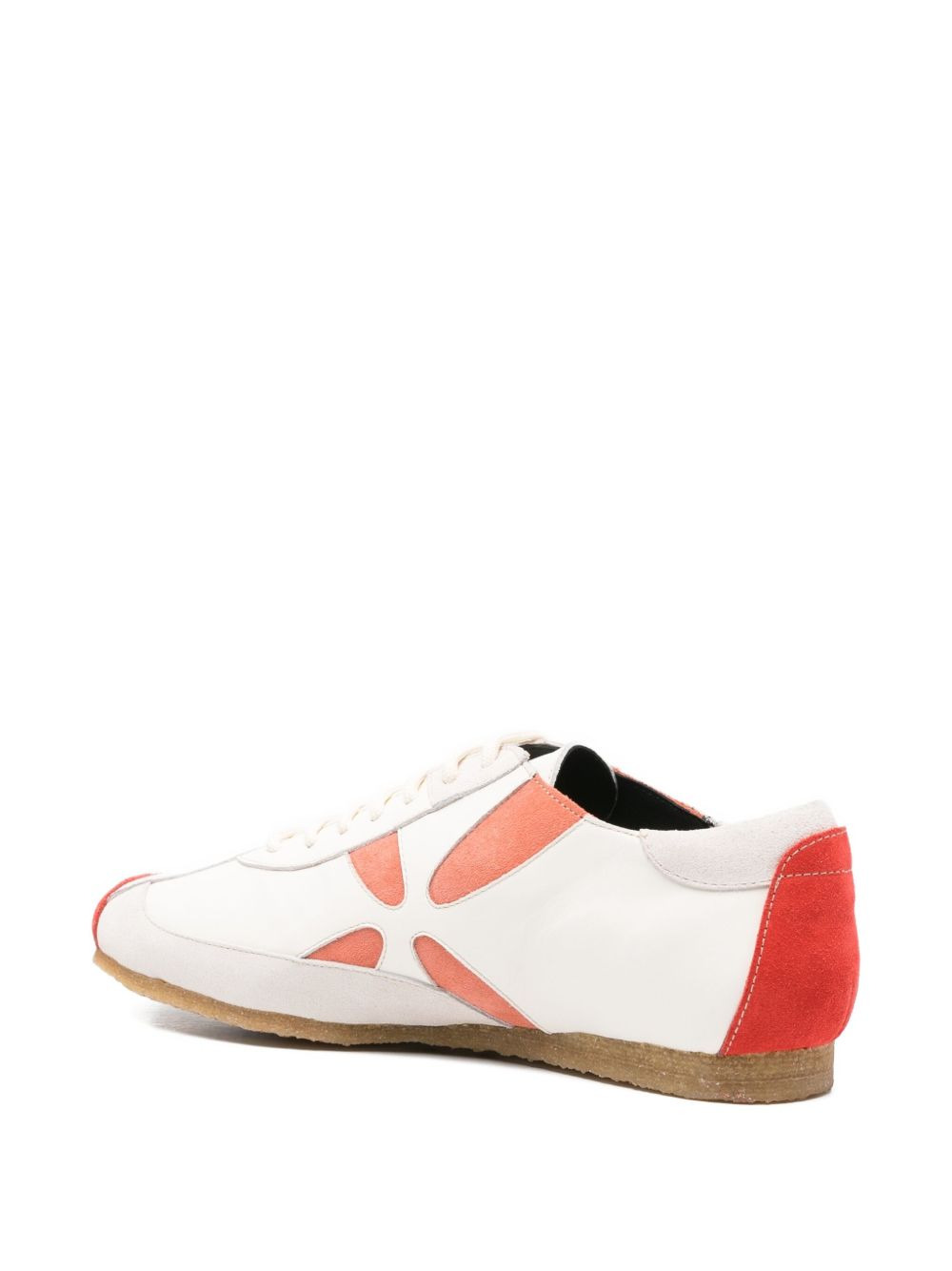leather flower-detail sneakers - 3